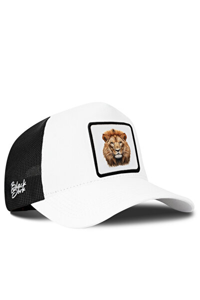 BlackBörk White-Black Trucker Hat with Lion Logo