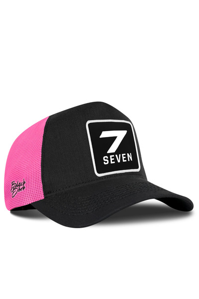 BlackBörk Size 7 Cordura Black-Pink Trucker Hat with Logo