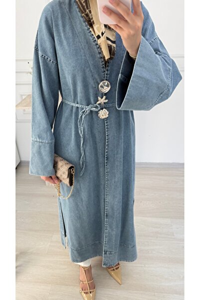 salisburys Molly Nelly Women's Star Buttoned Long Denim Tunic Cap