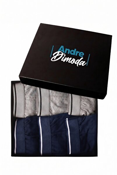 andredimoda Erkek 6'lı Boxer 1. Sınıf Kumaş Premium Paket Özel Dizayn. Düz Li...