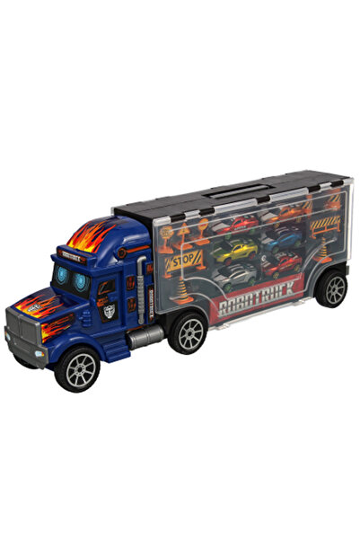 Toysan BÜYÜK TAŞIYICI TIR SETİ ROBOTRUCK 6 METAL ARABALI TRAFİK İŞARETLERİ