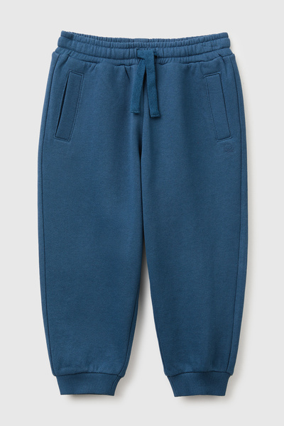 United Colors of Benetton Boys' Navy Blue Ribbed Drawstring Sweatpants with E...