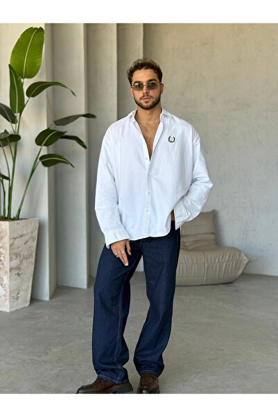 FO4RBS Πουκάμισο Oxford Herigate με Κέντημα Oversize Λευκό