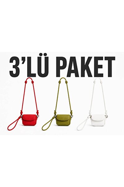 Senza Vedere Polina Mini Women's Crossbody Bag 3-Pack - Red/Matcha/White