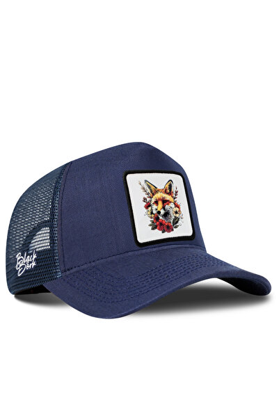 BlackBörk Fox Logo Cordura Navy Blue Trucker Hat