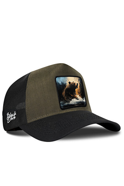 BlackBörk Bear Logo Cordura Black-Khaki Trucker Hat