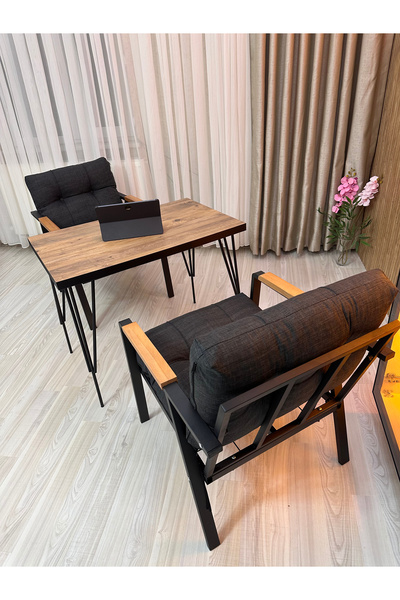 HouseART Metal Balkon ve Bahçe Oturma Takımı – 2 Tekli Koltuk + Masa
