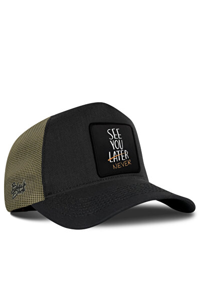 BlackBörk See You Later Never Logo Cordura Black-Khaki Trucker Hat