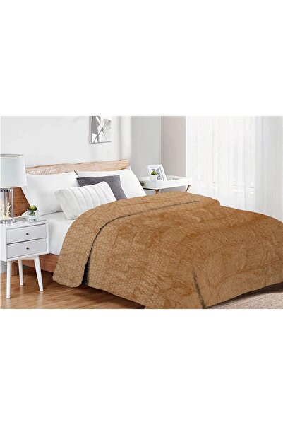 Dimcol Κουβέρτα Coral Fleece Jacquard Brick 02 160X220 Beige 100% Polyester