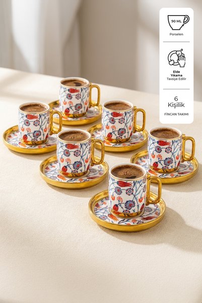 Emsan Çini 6 Kişilik Kahve Fincan Takımı 90 ml
