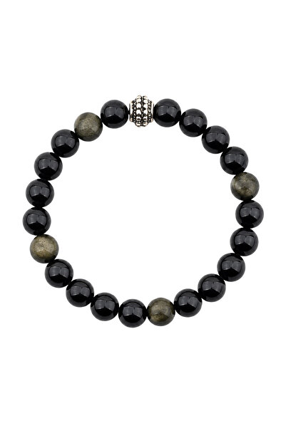 Zeynep Büyükbay Snowy obsidian natural stone bracelet (8mm sphere cut)