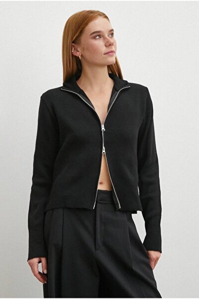 Flarsky Women's Double Zipper Premium Quality Knitwear Cardigan