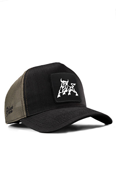 BlackBörk Bull Logo Cordura Black-Khaki Trucker Hat