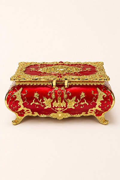 Generic Brand Mirrored Jewelry Box Gold Embellished Decorative Jewelry Box wi...