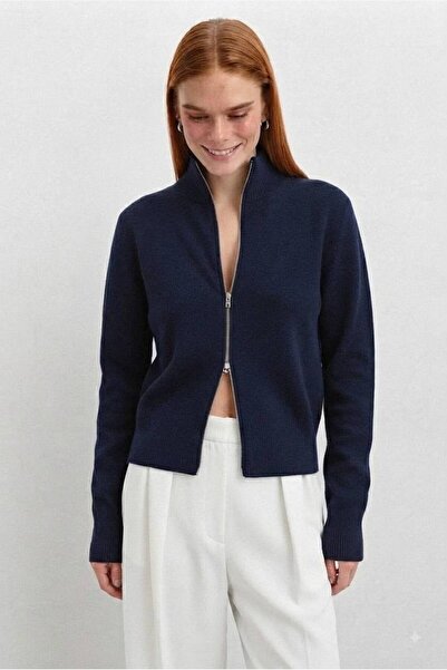 Flarsky Women's Double Zipper Premium Quality Knitwear Cardigan