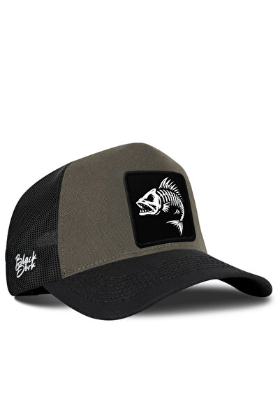 BlackBörk Black-Khaki Trucker Hat with Fish Logo
