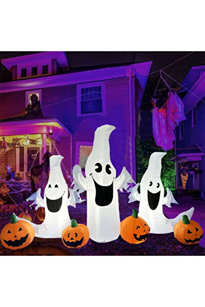 VUCATIN 7FT Length Halloween Inflatable Ghosts and Pumpkins, 3 Ghosts Inflata...