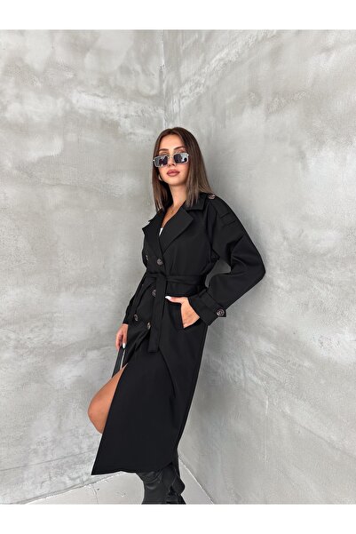 vesantia Women's Lined 6-Button Long Trench Coat