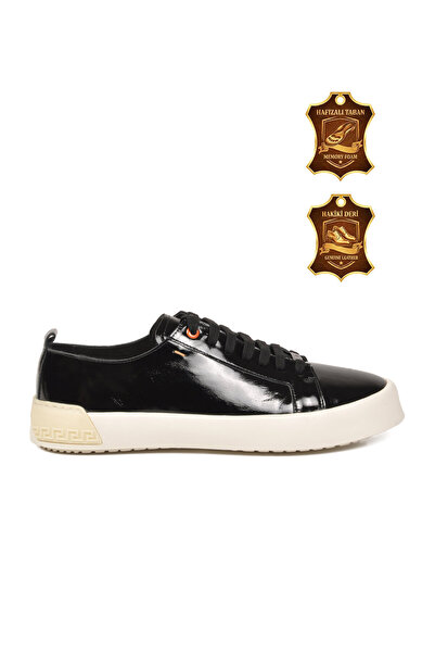 LUCIANO BELLINI Black Wrinkled Genuine Leather Lace-Up Thick Comfortable Sole...