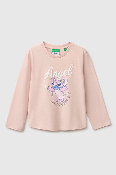 United Colors of Benetton Girl's Powder Front Lilo&Stitch Printed Ribbed Long...