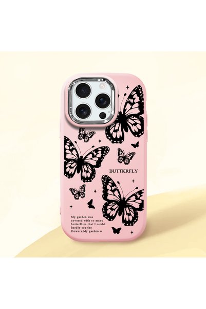 CHICASELUX غطاء سيليكون ناعم متوافق مع iPhone 16 Pro Max بنمط فراشة بسيط، مقا...