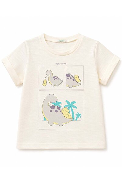United Colors of Benetton Baby Dinosaur Printed Crew Neck Short Sleeve T-Shir...