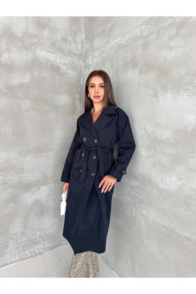 vesantia Women's Lined 6-Button Long Trench Coat
