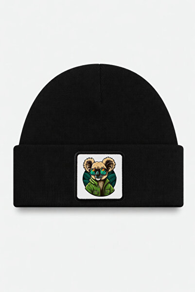 BlackBörk Black Children's Beanie with Koala Logo