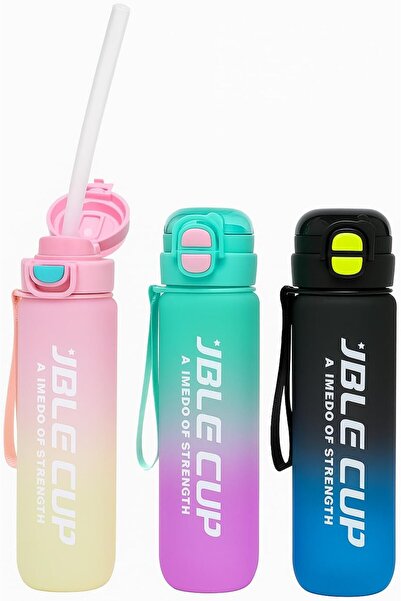 Generic Drinking Water Bottle with Straw 1L/1000ml BPA Free Bottle Sport Drinks with Locking lip Cover, clip handle, & Leak Proof, light weight water bottle for Man & Women indoor and outdoor (Aqua-Purple)