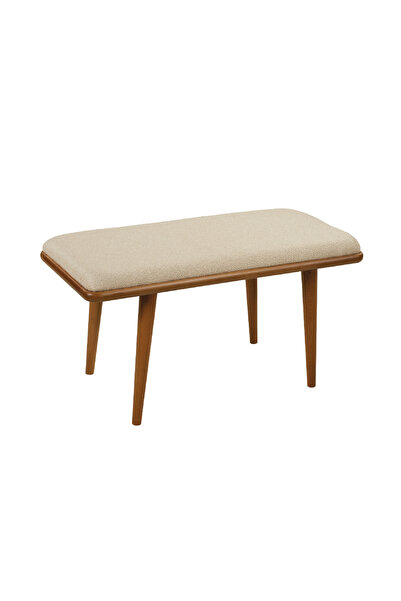 Ganni Home Oslo Bench Krem – Ceviz Gürgen İskeletli, Döşemeli Modern Yemek Od...