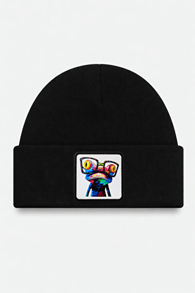BlackBörk Black Children's Beret with Chameleon Logo