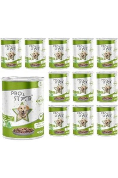 Prostar Yetişkin Köpek Kuzulu ve Jöleli Konserve Mama 400 Gr x 12 adet