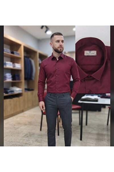 Grand Star Long Sleeve Slim Fit Cut Cotton Satin Fabric Men's Shirt