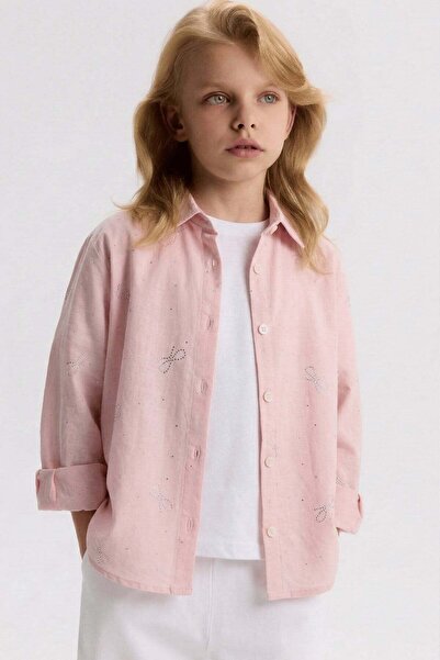 nk kids Nk Girl's Bow Stone Detailed Shirt 4-8 Years Old Pink