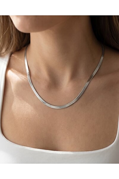 Portakal Esintisi Steel Italian Crushed Chain Necklace - 3 mm