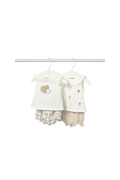 MAYORAL Set fete 2 piese: tricou și pantaloni scurți 1642 Bej