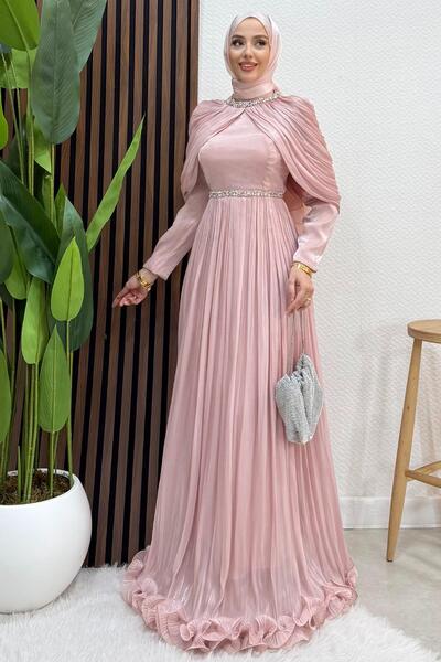 GİYZAMİLA Paye Yoryo Abiye Soft Pembe