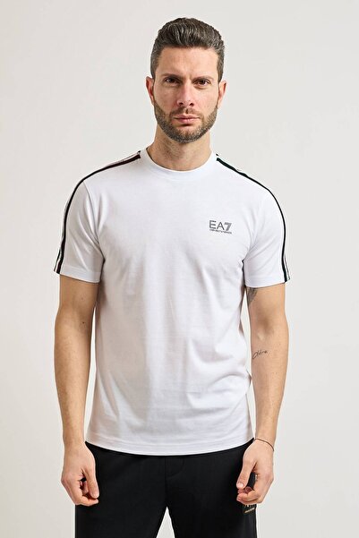 EA7 Erkek Bisiklet Yaka T-Shirt Beyaz