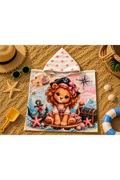 Dotamess Çocuk Panço Deniz ve Plaj Havlusu Kapşonlu 45×45 cm 0-3 Yaş