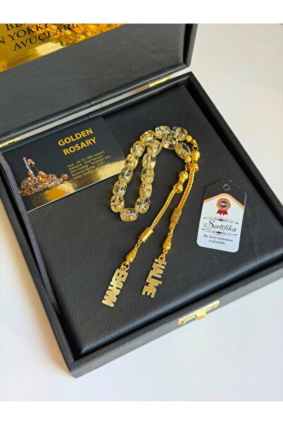 Kehribarstore Altın Parçacıklı İsimli Zaza Model Tesbih, Erkek, Hediye, Zaza, İsimli