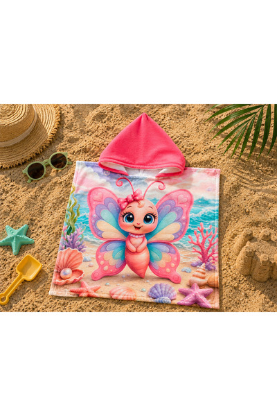Dotamess Çocuk Panço Deniz ve Plaj Havlusu Kapşonlu 45×45 cm 0-3 Yaş