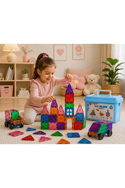 HIZIROĞLU AHŞAP 108 Pieces Magnetic Building Blocks |   All Magnetic |   Magn...