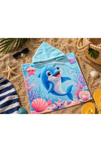 Dotamess Çocuk Panço Deniz ve Plaj Havlusu Kapşonlu 45×45 cm 0-3 Yaş