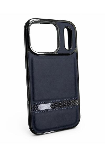 İPHONE 17 PRO MAX UYUMLU KARBON DETAYLI DERİ KILIF