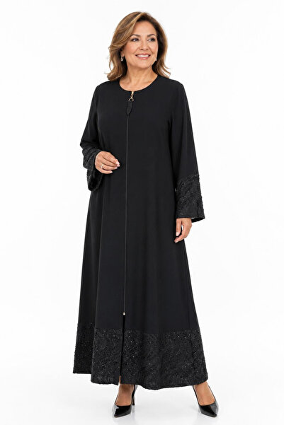 bihan store Large Size Women's Robe with Zipper on the Back and Embroidered S...