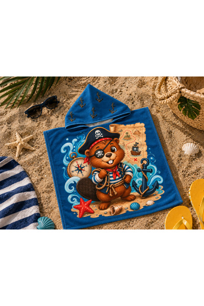 Dotamess Çocuk Panço Deniz ve Plaj Havlusu Kapşonlu 45×45 cm 0-3 Yaş