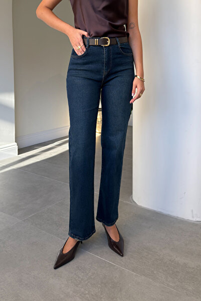 MAGARDE Luna Kemerli̇ Wide Leg Jean- Dark Navy Blue