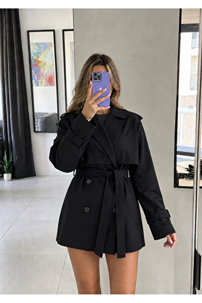 Ekim Store Cape-Style Buttoned Double-Breasted Trench Coat
