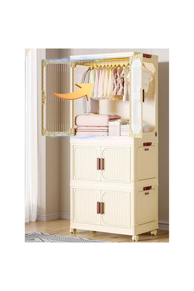KEKE 2-Layer Multi-Functional Storage Cabinet & Wardrobe – Stylish Home Organ...