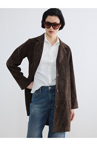 LC Waikiki Shirt Collar Women's Suede Look Coat